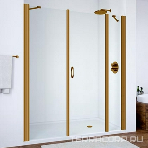 Дверь в нишу , 205x190 см, распашная, петли слева, профиль бронза, стекло шиншилла  ZZ Vegas Glass EP-2F EP-2F 205 05 02 / левая