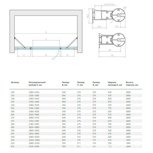 Дверь в нишу , 205x190 см, распашная, петли слева, профиль бронза, стекло шиншилла  ZZ Vegas Glass EP-2F EP-2F 205 05 02 / левая
