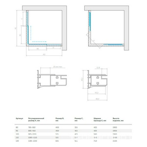 Душевое ограждение  90x90x190 см, двери раздвижные, БЕЗ поддона, профиль бронза, стекло прозрачное ZZ Vegas Glass ZA ZA 90 05 01