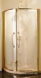 Двери д/душа, распашные 80х80хh185см, полукругл. профиль бел/зол., стекло комбинир. матовое/прозр.декор Londra Z XXZ