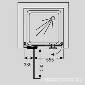 Дверь распаш.с неподв.сегментом, в нишу, 900хh1950мм,вход 455мм, петли слева, (стекло 6мм,GL прозрачное, фурн.05 полир.алюм) СOMBI ZZ Provex Combi 0004 CN - L