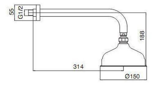Душ верхний, стационарный, лейка d 15см, настенный монтаж, (кронштейн 30см, декор чашка в компл.), (цв.бронза) ZZ 3M Okay 499 UU
