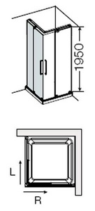 Дверь сдвижная с неподв.сегментом 100хh195см, L (левая), (1/2 душ.каб.!!!, стекло 8/6мм, GL прозр., фурн. 05 bril, хром)  ZZ Provex S-Lite 0005SK-05GL-L