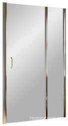 Дверь в нишу EP-F-1 LUX, 115x190 см, правая, распашная с неподвижным элементом, профиль глянцевый хром, стекло прозрачное с покрытием QuickNano ZZ