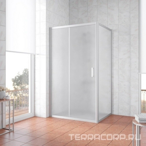 Душевое ограждение , 100*100*1900 мм, профиль хром матовый, стекло сатин, БЕЗ поддона ZZ Vegas Glass ZP+ZPV ZP+ZPV 100*100 07 10