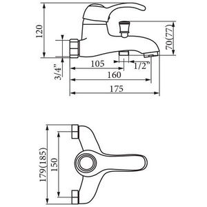 Смеситель для ванны/душа, короткий излив, с установочным комплектом, аксессуарами, бронза XX Veragio Grazia VR.GRA-3501.BR