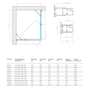 Душевое ограждение  90x120x190 см, правое, угловое прямоугольное, двери распашные, профиль хром матовый, стекло сатин ZZ Vegas Glass AFA-F AFA-F 90*120 07 10