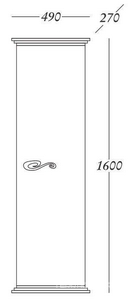 Шкаф-пенал 49х27хh160см, подвесной, петли справа/слева, (цв., ручка цв.хром),  ZZ La Beaute Loiret СL2