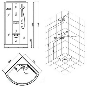 Душевая кабина с гидромассажем DZ950F8 950*950*2300 с парогенератором, аромотерапией, переднее стекло - прозрачное, заднее - черное ZZ Eago Eago DZ950F8