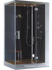 Душевая кабина DZ959F8 R 1200*900, правая,  переднее стекло - прозрачное, заднее - черное,парогенератор, аромотерапия ZZ Eago Eago DZ959F8 R