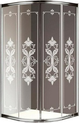Душевой уголок 900х900хh1950мм, 1/4 круга, R550мм, две раздвижные двери, (стекло прозрачное с мат.узором, 8мм, фурнит. цв.хром), Retro XX