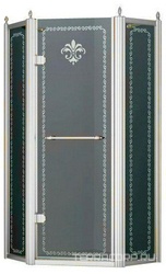 Душ. уголок 900х900хh1950мм,5-ти угольн.,расп.дверь петли слева,с 2мя неподв.сегм,вход 507мм,(ст.прозр. с матов. узором,6/8мм, фурн.цв.хром), Retro XX