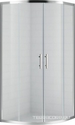 Душевой уголок 900х900хh1900мм, 1/4 круга, R550мм, 2 сдвиж.дверцы с 2 неподв. сегм., вход 550мм, (стекло текстурн. Punto 6мм, фурн.цв.хром), Eco ZZ
