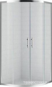 Душевой уголок 900х900хh1900мм, 1/4 круга, R550мм, 2 сдвиж.дверцы с 2 неподв. сегм., вход 550мм, (стекло текстурн. Punto 6мм, фурн.цв.хром),  ZZ Cezares Eco ECO-R-2-90-P-Cr