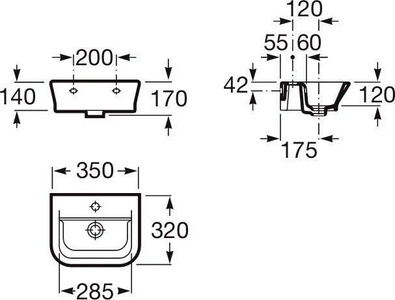Раковина  35x32x17 см., белая, крепеж в комплекте ZZ Roca Gap 327479000
