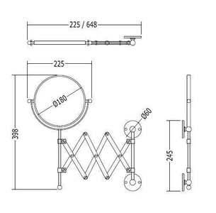 Зеркало косметическое раздвижное (цв. св.золото, креп/компл.),  ZZ Devon & Devon Cavendish WM22