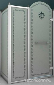 Душевой уголок 1000х1000хh2118мм, квадрат, "Правый" распаш. дверь справа, с неподв.стенкой (стекло матовое с прозр/узором, 8мм, фурн/хром),  ZZ Cezares Retro RETRO-A-11-100-PP-Cr-R