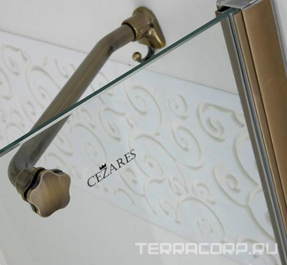 Душ. уголок 1000х1000хh1950мм, 1/4 круга, R550мм, 2 расп.двери, вход 730мм, с 2-мя неподв.сегм., (стекло прозр., 8мм, фурн/бронза), Magiс ZZ Cezares Magic MAGIC-R-2-100-C-Br