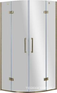 Душ. уголок 1000х1000хh1950мм, 1/4 круга, R550мм, 2 расп.двери, вход 730мм, с 2-мя неподв.сегм., (стекло прозр., 8мм, фурн/бронза), Magiс ZZ Cezares Magic MAGIC-R-2-100-C-Br