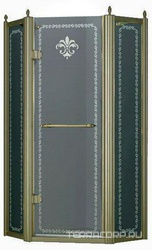 Душ. уголок 900х900хh1950мм,5-ти угольн.,расп.дверь петли слева,с 2мя неподв.сегм,вход 507мм,(ст.прозр. с матов.узором,6/8мм,фурн.цв.бронза), Retro XX