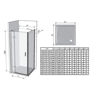 Неподвижная стенка -100 R (правая),  стекло - Прозрачное, профиль - хром, с установочным комплектом ZZ Ravak SMPS 9SPA0A00Z1