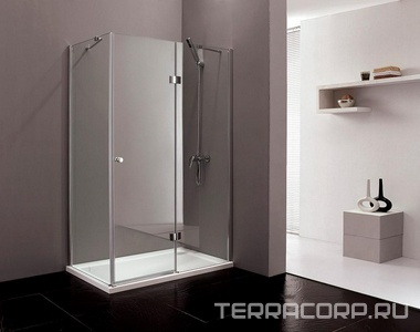 Душевой уголок 1000х800хh1950мм, прямоугольный, "Правый"/ "Левый" распаш. дверь, с неподв.стенкой (стекло прозр. 6мм, фурн/хром),  ZZ Cezares Verona VERONA-AH-1-100/80-C-Cr