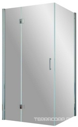 Душевое ограждение AFP-Fis, 80*80*1900 мм, левая, профиль матовый хром, стекло "шиншилла", БЕЗ поддона ZZ