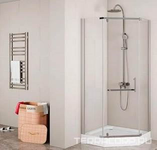Душевое ограждение  Pentagon 90x90, стекло прозрачное, профиль хром, БЕЗ поддона ZZ Mirsant Arena Arena Pentagon 90