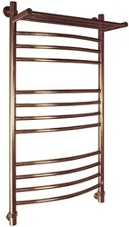 Полотенцесушитель "ЛД(гр2) ВП (с полкой) 1000x500 мм, подключение 1"*3/4, установочный набор в комплекте, цвет бронза ZZ