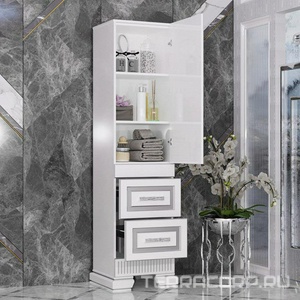 Пенал  напольный 488*1800*399 мм, правый, цвет белый/серебряная патина ZZ Opadiris Оникс Z0000005504