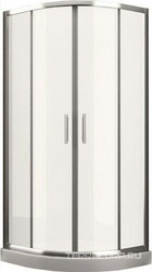 Душевое ограждение 1/4 круга, R550, 900х900хh1950мм, 2 сдвижн.двери, 2 неподв.сегмента, (стекло прозр. Easy Clean 6мм, профиль цв.хром), Umea ZZ