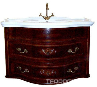 Тумба подвесная 103х54хh62см, (под раковину), с двумя выдв. ящиками, (цв.Noce, ручки 4шт. цв.бронза), крепёж в комп.,  ZZ TW Collection Armony 7224/S Noce