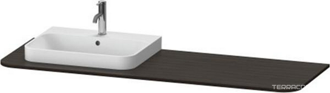 Столешница 140хh8х55см с отв.для раковины слева (цв.Macassar (коричневый натур.шпон),  ZZ Duravit Happy D HD 831C.24 (L1400)