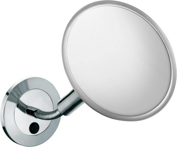 Зеркало косметическое, настен., на подвиж.кронштейне, d207мм, 3-х кратн.увелич.,с LED подсветкой 8W, выключатель на основании,(цв.хром) ZZ Keuco Elegance New 17676019000