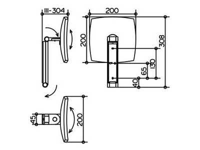 Зеркало косметич.200х200мм, квадр., на кронштейне с шарниром, увелич х5, (цв.хром), iLook move ZZ Keuco ILook move 17613010000