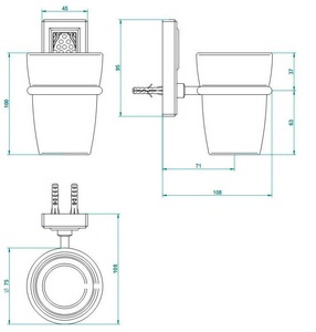 Стакан настенный (стекло, держатель цв.хром, вставка черного хрусталя Lalique), stal ZZ THG Metropolis Black Cri A2M-A02-536