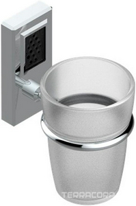 Стакан настенный (стекло, держатель цв.хром, вставка черного хрусталя Lalique), stal ZZ THG Metropolis Black Cri A2M-A02-536