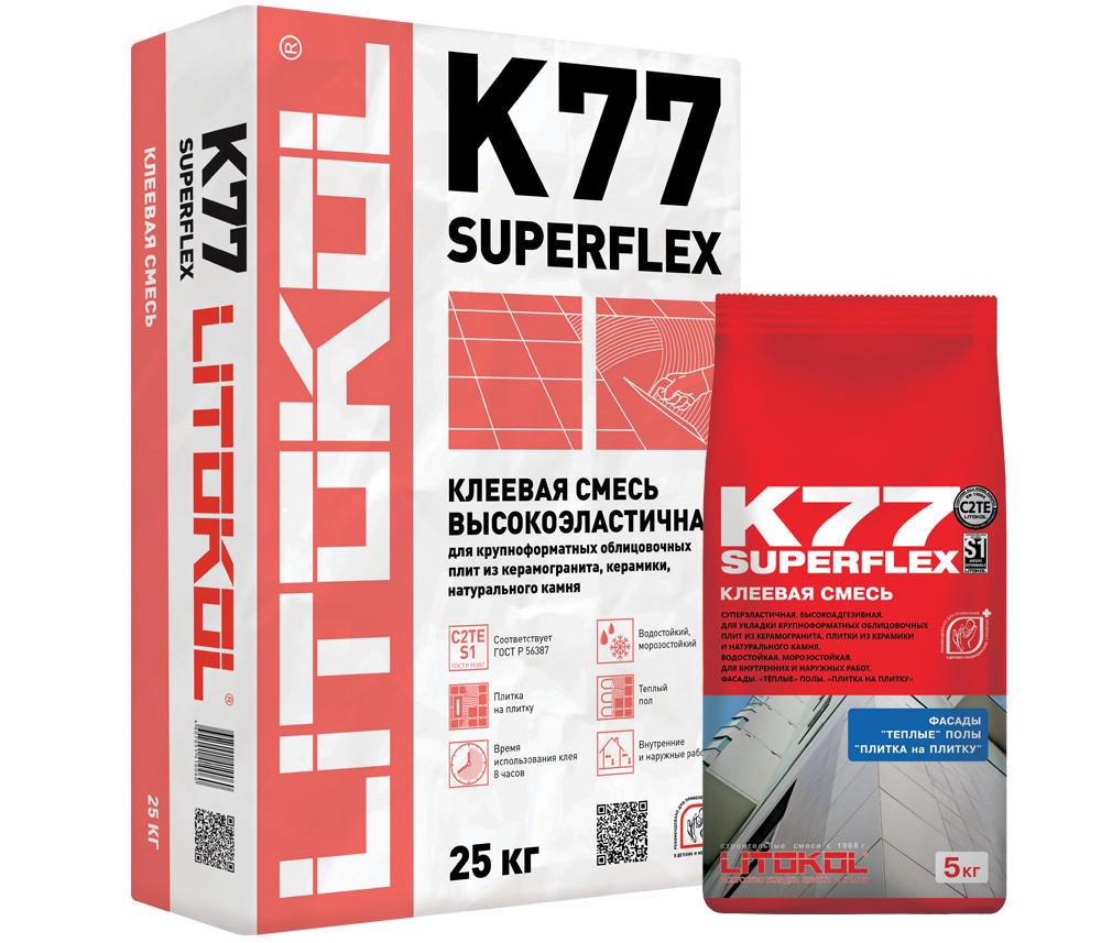 Клеевая смесь K77 серый 25 кг. ZZ Litokol SuperFlex LK77, фото 3