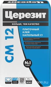 Клей для плитки д/внутр.работ Керамогранит СМ12 25 кг. ПП  ZZ Церезит CM 12 1773340