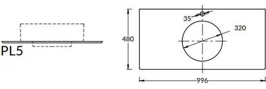 Cтолешница из плитки для мебели , 100 см, для раковин встраиваемых сверху, "Фондамента" цв. серый Kerama Marazzi Plaza PL5.DL500920R\100