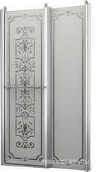 Дверь в нишу 1000хh1950мм, распашная во внутрь и наружу, с неподв.сегм., вход 521мм, правая/левая, (профиль цв. хром, стекло 6мм мат.с прозр.рис),ZZ