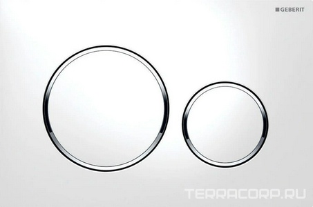 Клавиша двойного смыва, (пластик, рамка белая, кольца хром глянц., клавиши белые),  ZZ Geberit Sigma 20 115.882.KJ.1