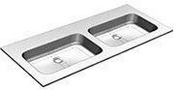 Столешница 210,5х51хh7см из минерального литья со встроенной двойной раковиной на 1 отв. для смесителя,  ZZ Gaia Biografia PLANA211DV