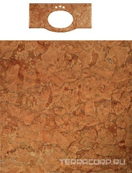 Столешница 123хh2х58,5см, с 3 отв.д/смес., мрамор цвет Rosso Verona (раковина в компл.), "Спецзаказ", Loira Z XXZ