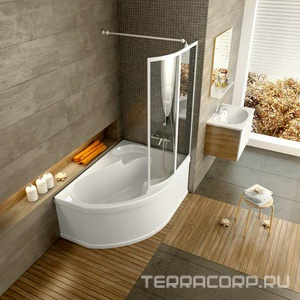 Шторка на ванну  I 150*105, правая, профиль белый, пластик Rain, с установочным комплектом ZZ Ravak ROSA 76P8010041