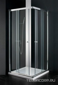 Душевой уголок 1000х1000хh2000мм, квадрат, 2 сдвиж.дверцы с 2 неподв. сегм., вход 575мм, (стекло прозр. 6мм, фурн.цв.хром),  ZZ Cezares Anima ANIMA-W-A-2-100-C-Cr