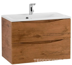 База под раковину подвесная с 2 выкатными ящиками, 750х450хh500мм, без раковины, (цв.Rovere Nature), Marino ZZ