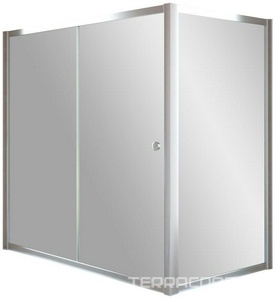 Шторка на ванну , 170x75x140 см, раздвижная с неподвижной боковой стороной, профиль хром глянцевый, стекло прозрачное ZZ Vegas Glass ZV+ZVF ZV+ZVF 170*75 08 01