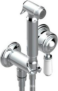 Гигиенический душ (лейка с кнопкой+шланг+держатель+шланговое подсоединение) (цв.шлиф.никель) ZZ THG Broadway A52-C01-05840/7