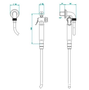 Гигиенический душ (лейка с кнопкой+шланг+держатель+шланговое подсоединение) (цв.шлиф.никель) ZZ THG Broadway A52-C01-05840/7